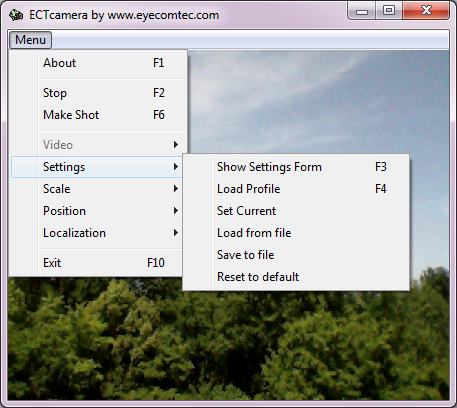 ECTcamera - working with camera, scaling, making screenshots