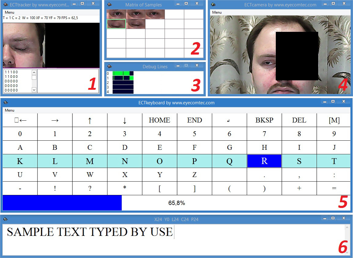 Common interface of the eye-tracking software