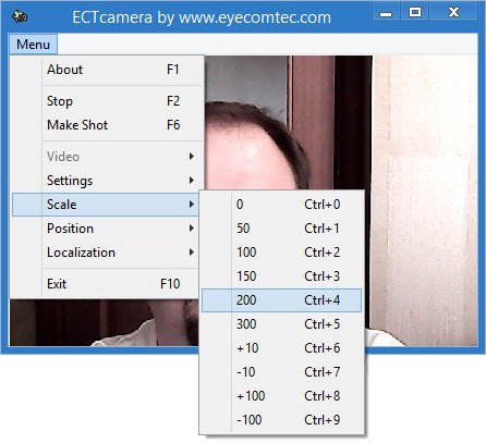 Acquired image scale setting