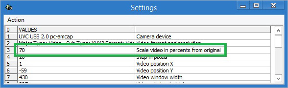 Setting of precise scale using settings panel of ECTcamera