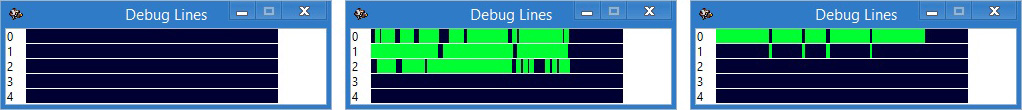Debug lines windows. Shows the level of coincidence