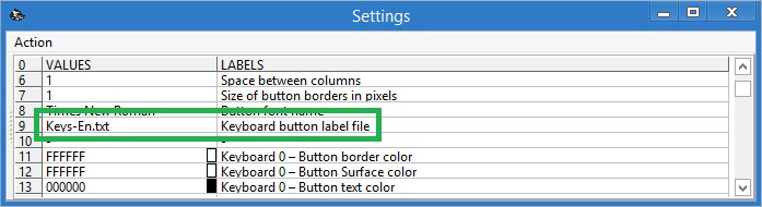 Selecting file with the symbol table for the matrix of letters