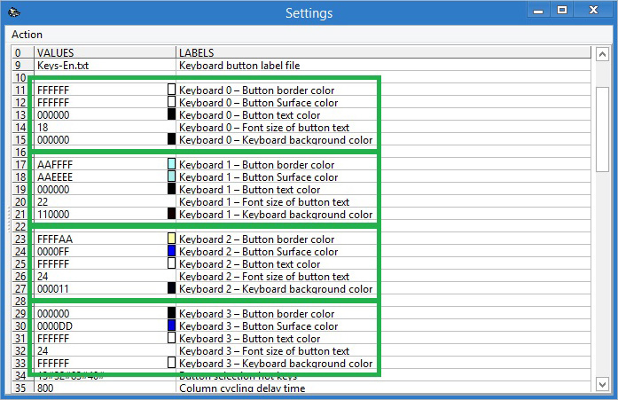 Changing font size and color scheme of the matrix