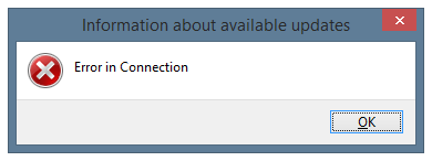 Window shown if it's impossible to check for updates