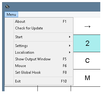 Main menu of ECTkeyboard