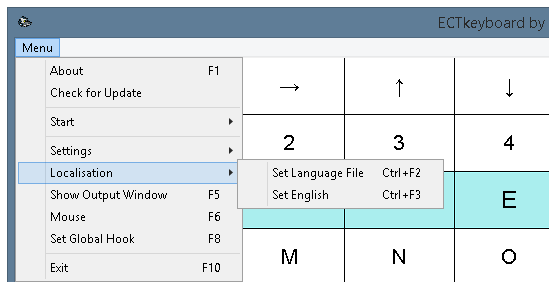 'Localization' submenu
