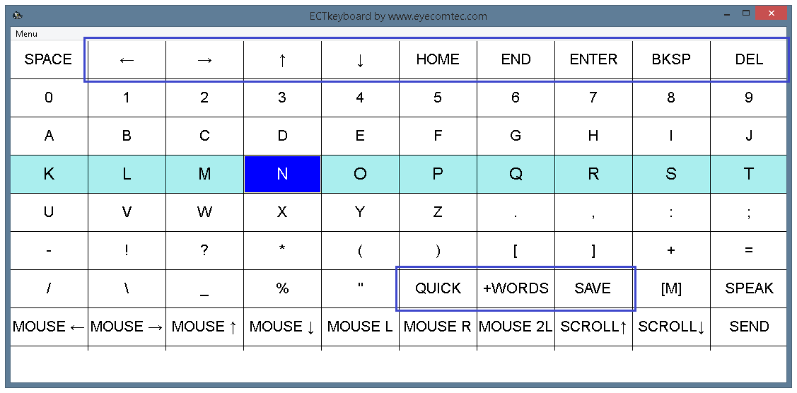Buttons for text editing and work with the vocabulary