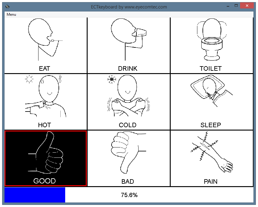 Appearance of simplified keyboard with icons