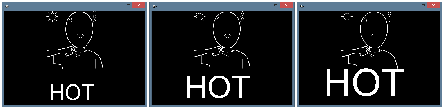 Different font sizes for the current button window: 56, 80, 100