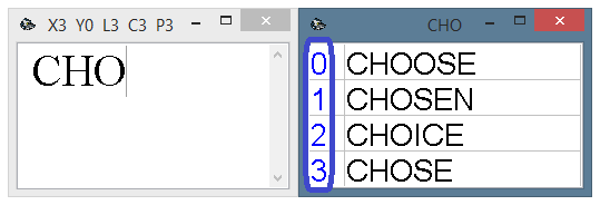 Using numbers for the fast word selection from the vocabulary
