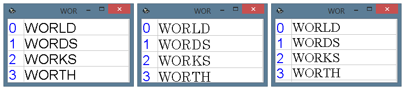 Various fonts in the quick selection window. From left to right: Arial, Century, Times New Roman