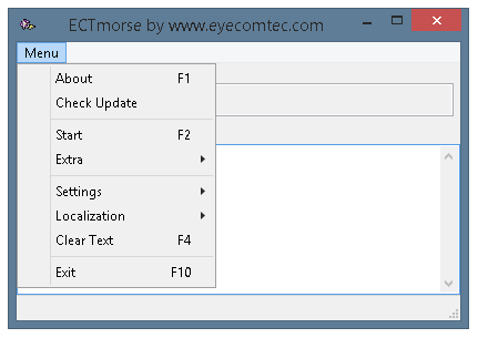 The main menu of ECTmorse