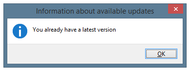 Window, which is shown if there are no updates