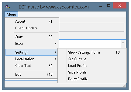 Additional 'Settings' menu