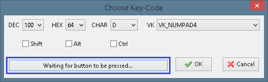 Waiting for key stroke in order to select ASCII-code