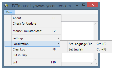 'Localization' submenu
