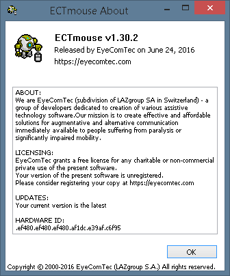 The About window for non-activated versions of the program