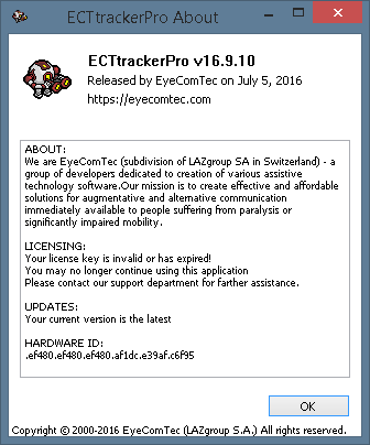 The About window of the program