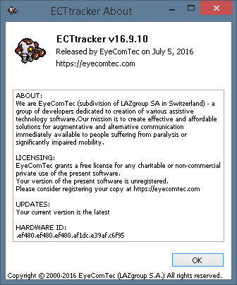 The About window for non-activated versions of the program