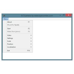 The main menu of the program