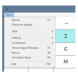Main menu of ECTkeyboard