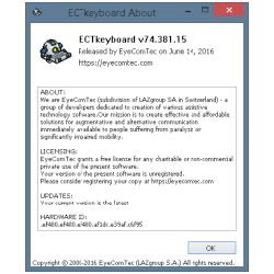 About window of the program